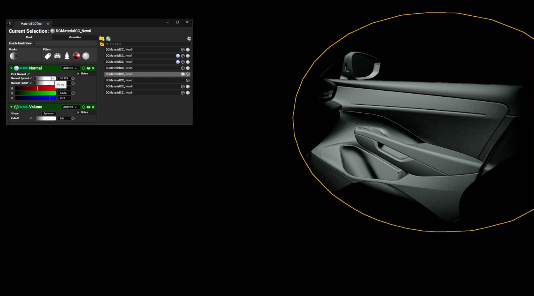 DG Material CCTool, interior door normal relighting
